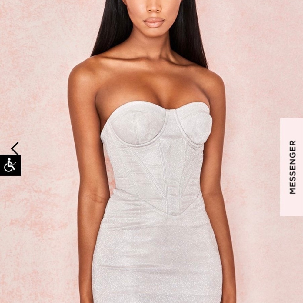 House of CB Silver Strapless Dress